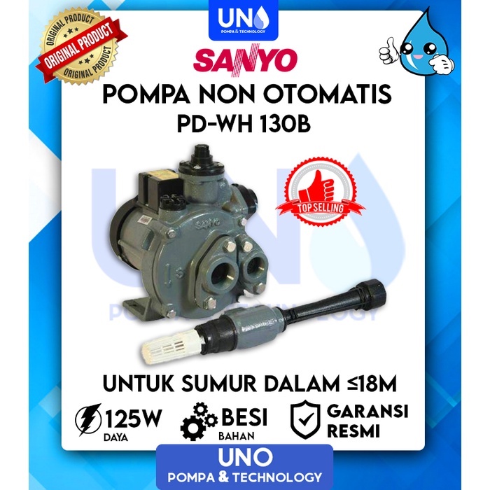 Sanyo Pompa Air Sumur Dalam Non Auto Otomatis PDWH 130 B / PDWH130B / PDWH-130 B