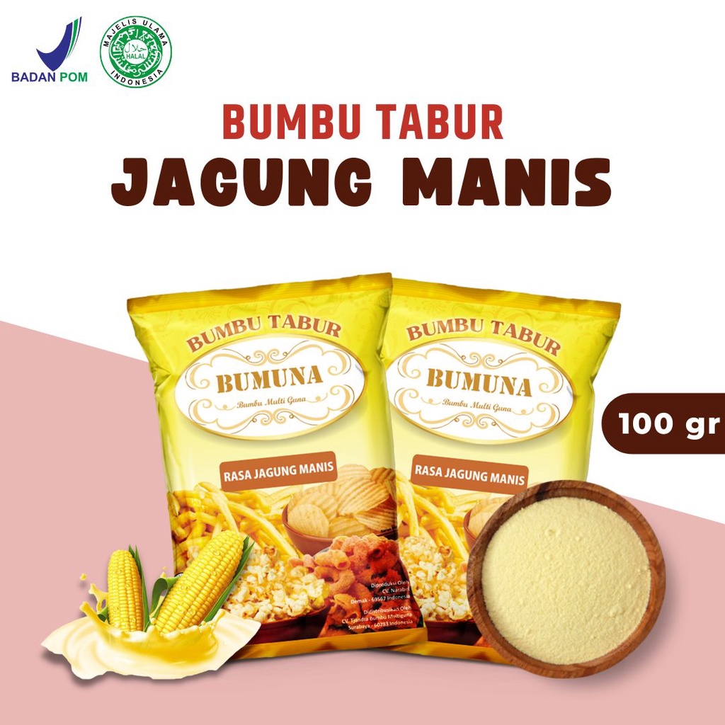 

Bumbu Tabur Jagung Manis 100 Gram Yutakachi / Premium Bubuk Tabur Bumbu Keripik Kentang Lidi Ayam Makaroni Jamur Tahu Penyedap Rasa / Pusat Rempah