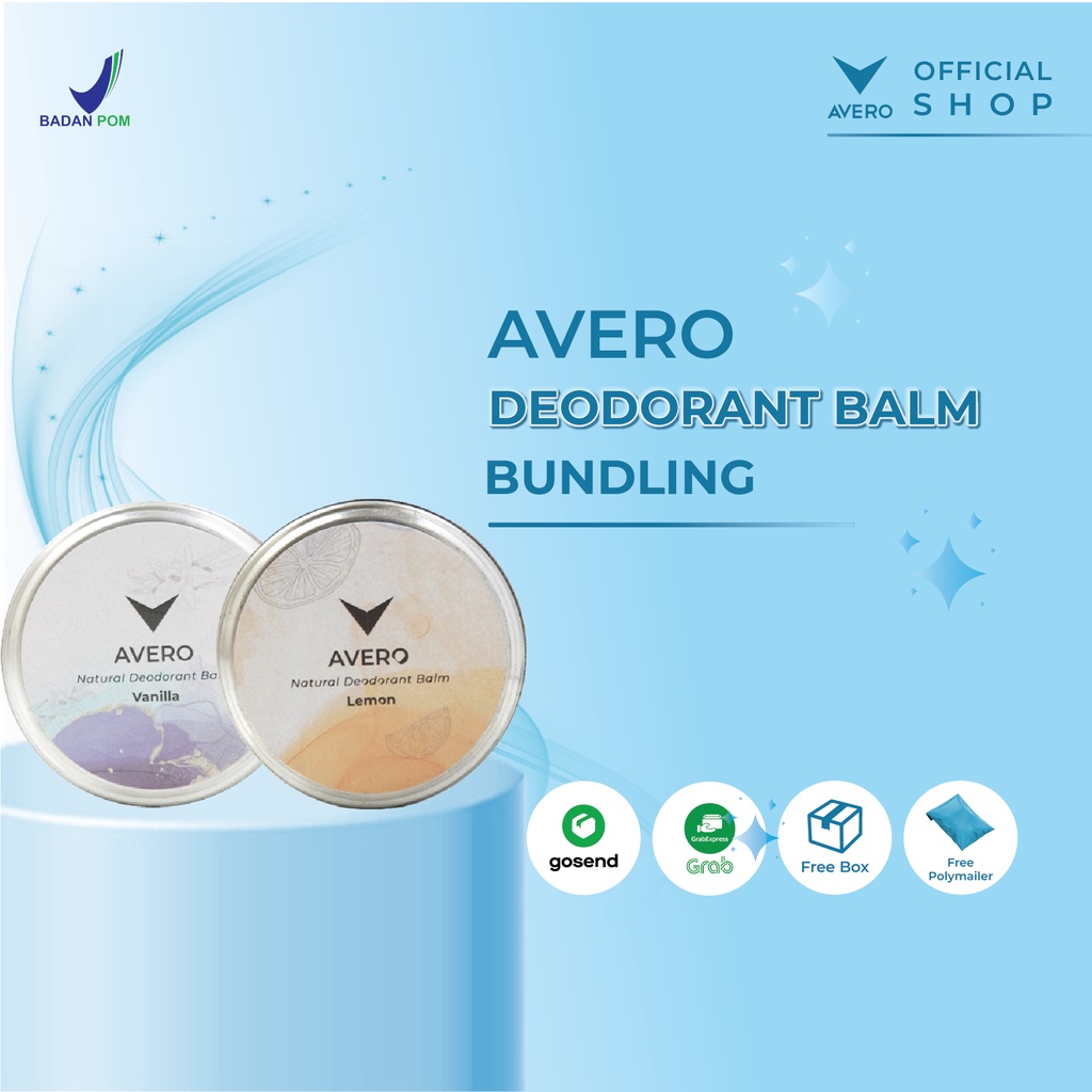 AVERO Paket Hemat Get 2pcs - Solid Deo Balm Tanpa Alkohol, Alumunium &amp; Pengawet - 30g