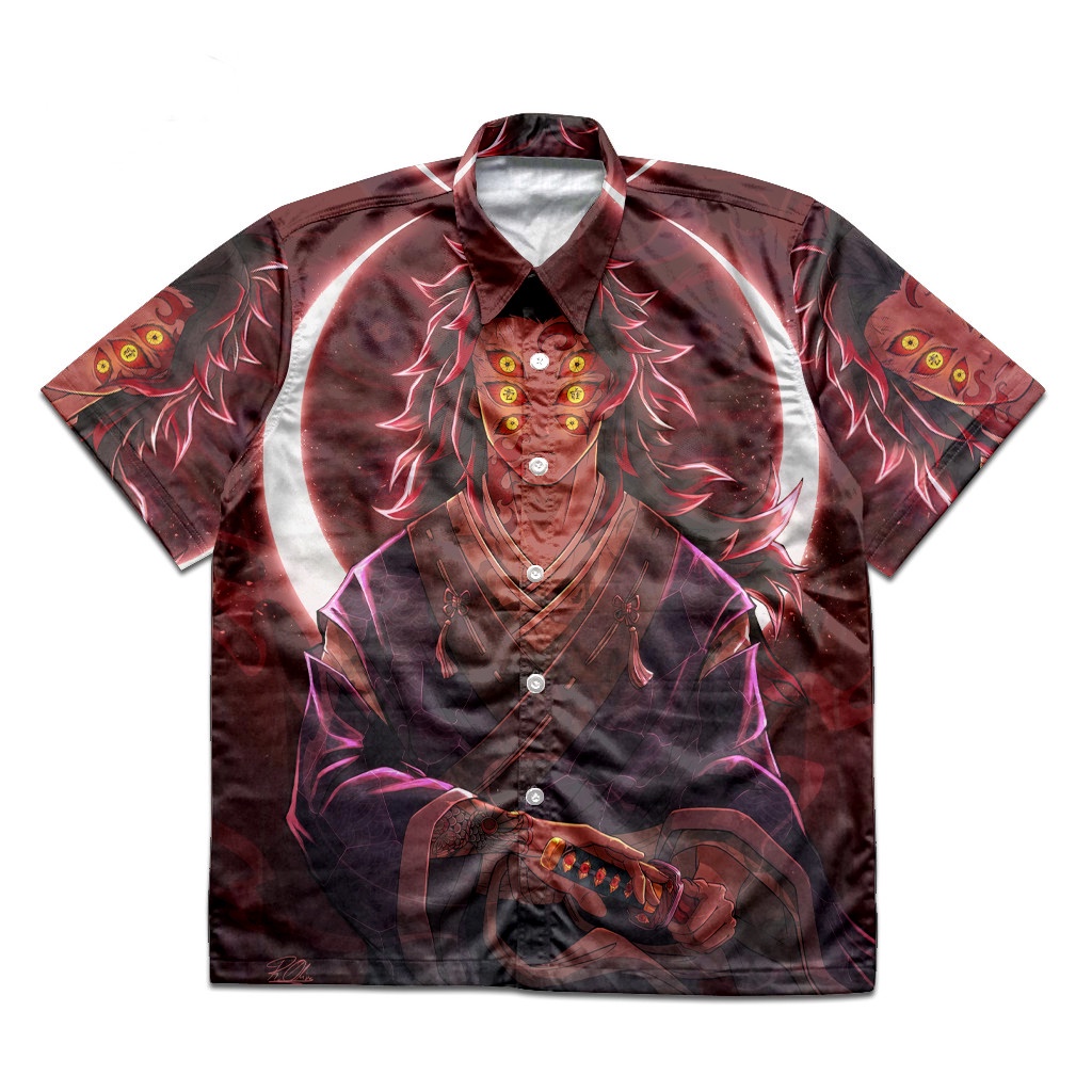 Kemeja Kokushibo Fullprint Anime Manga Kimetsu No Yaiba Demon Slayer Premium Unisex