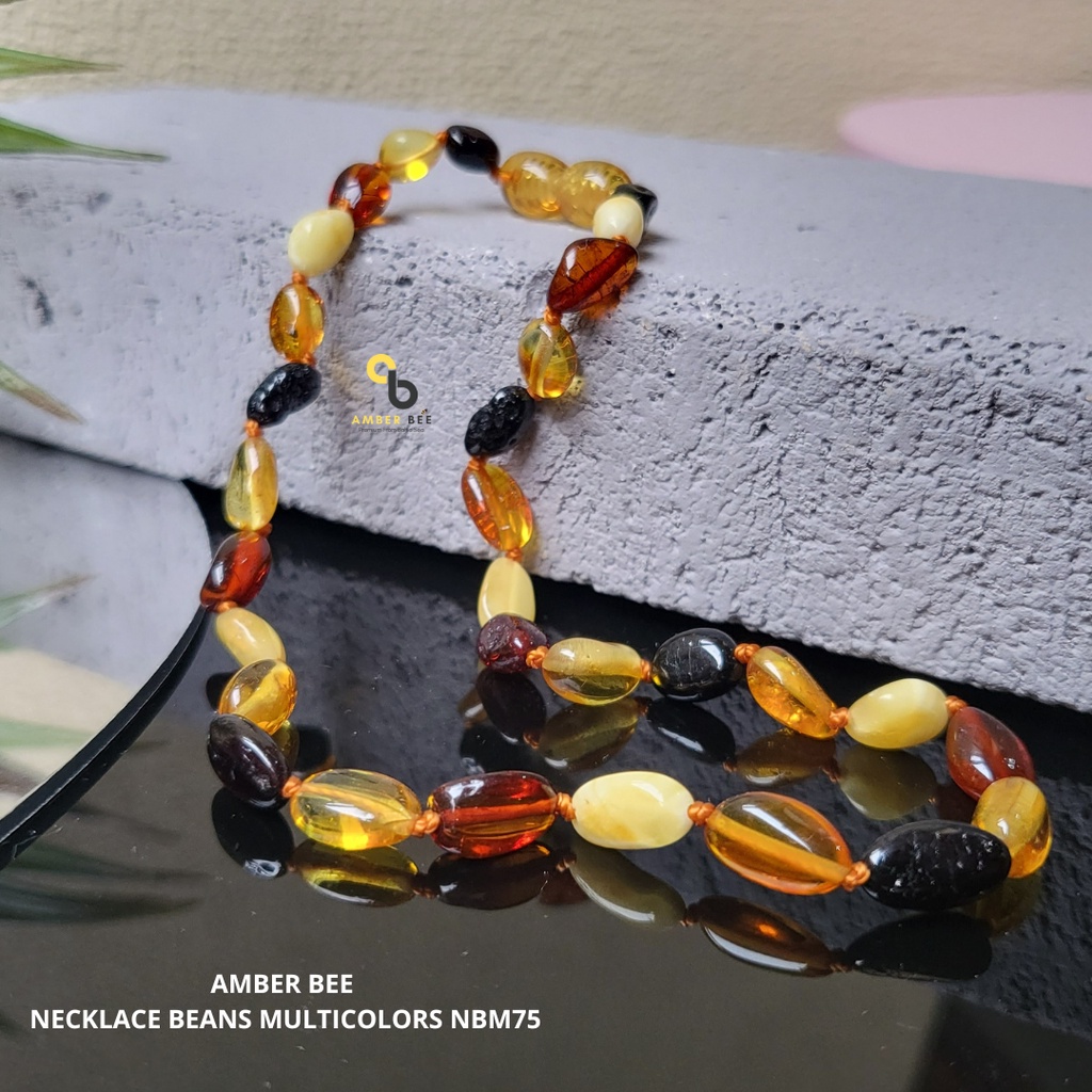 Kalung Amber Anak Premium Glossy Multicolor Beans NGMB54 By Amber Bee