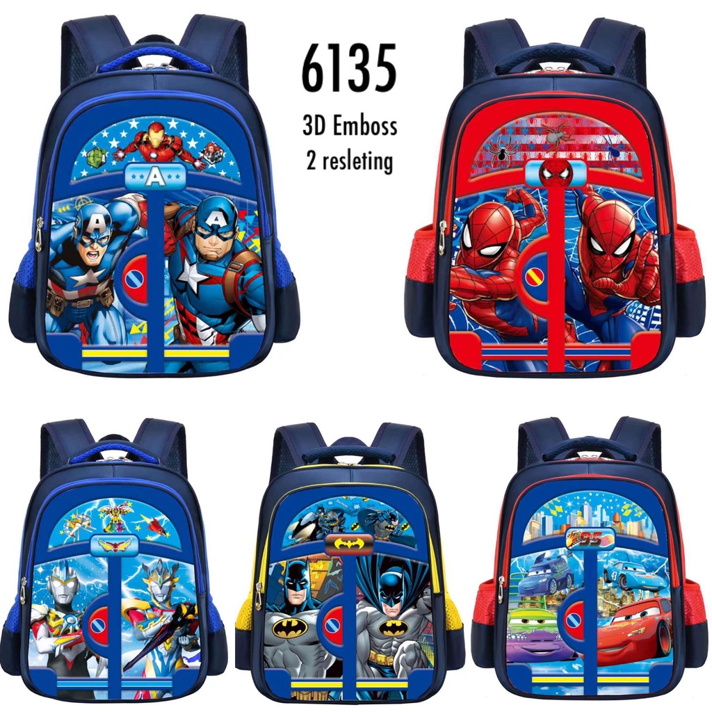 Tas Sekolah Anak Laki-Laki Ransel Anak Paud-TK Tas Anak Import Embos 3D Ransel Sekolah Pria Karakter