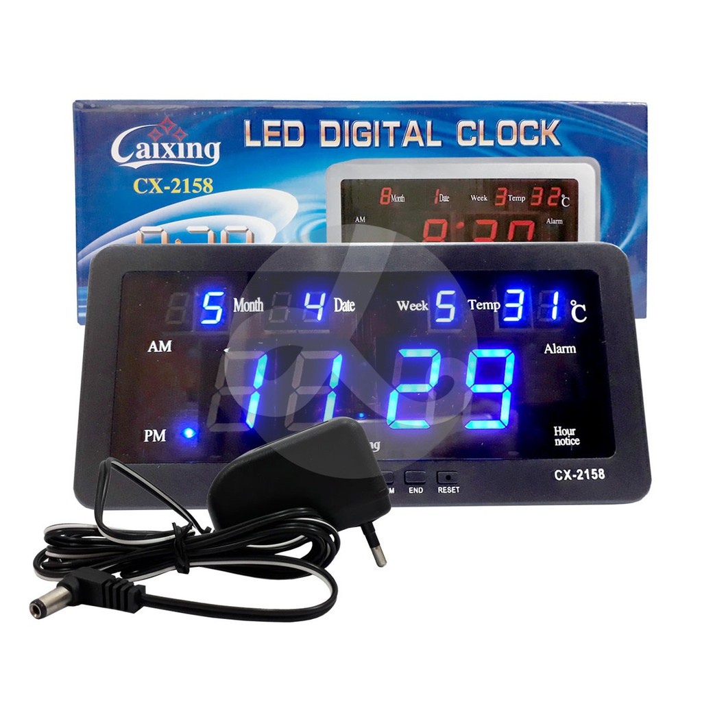 Jual Jam LED DIGITAL CLOCK 2158 Bulan Hari Minggu Temperature LED BIRU Shopee Indonesia