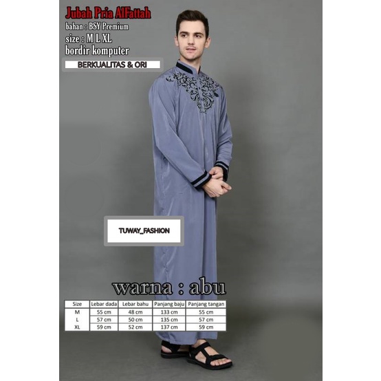Jubah Laki-Laki Dewasa AL-FATTAH / Jubah Muslim Gamis Laki-Laki / Jubah Pria Modern 2022 / Gamis Mus