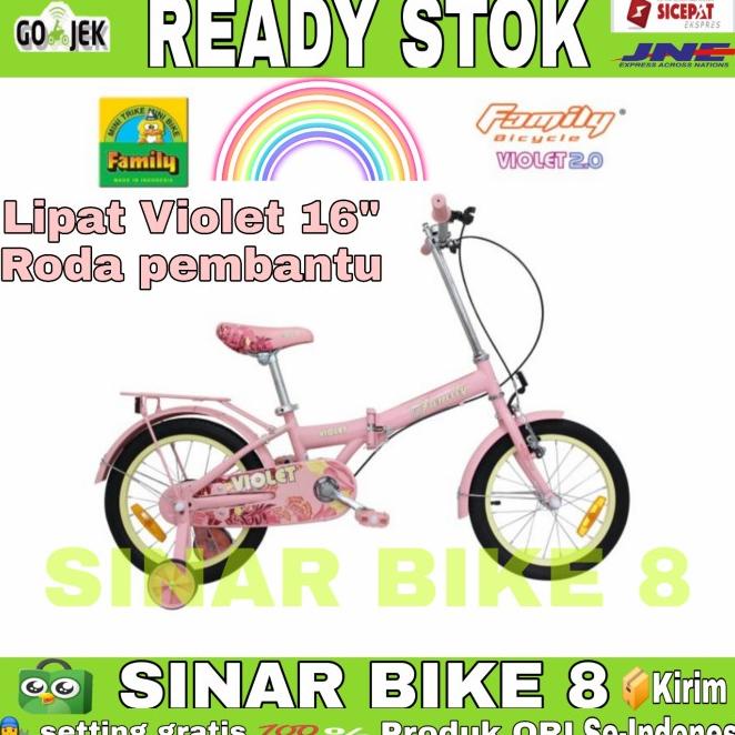 Sepeda Lipat Anak 16 Inch Family Violet 2.0 "New Boncengan