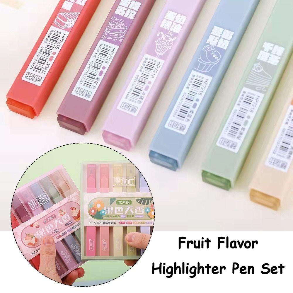 Nanas 6PCS /Set Stabilo Pen Set Good-looking Permen Warna Rasa Buah Graffiti Alat Tulis Color Pen