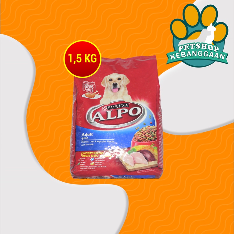 Makanan Anjing Alpo Adult Chicken, Liver &amp; Vegetable 1.3kg Dog Food