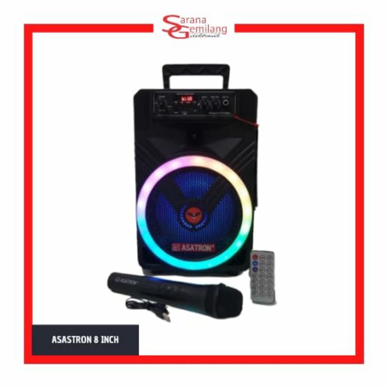SPEAKER BLUETOOTH ASATRON ATHENA 8 INCH SPEAKER PORTABLE MULTIMEDIA FREE 1MIC