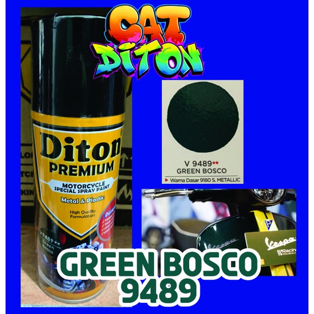 Cat Pilox Diton Premium Vespa Green Bosco 9489 Hijau Tua Gelap Metalik