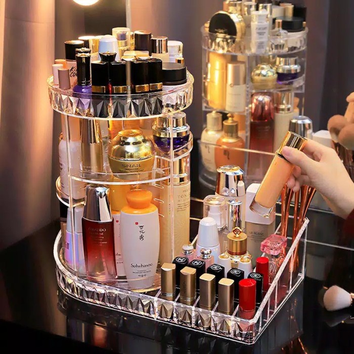 RAK MAKE UP KOSMETIK PETAK ACRYLIC PUTAR 360