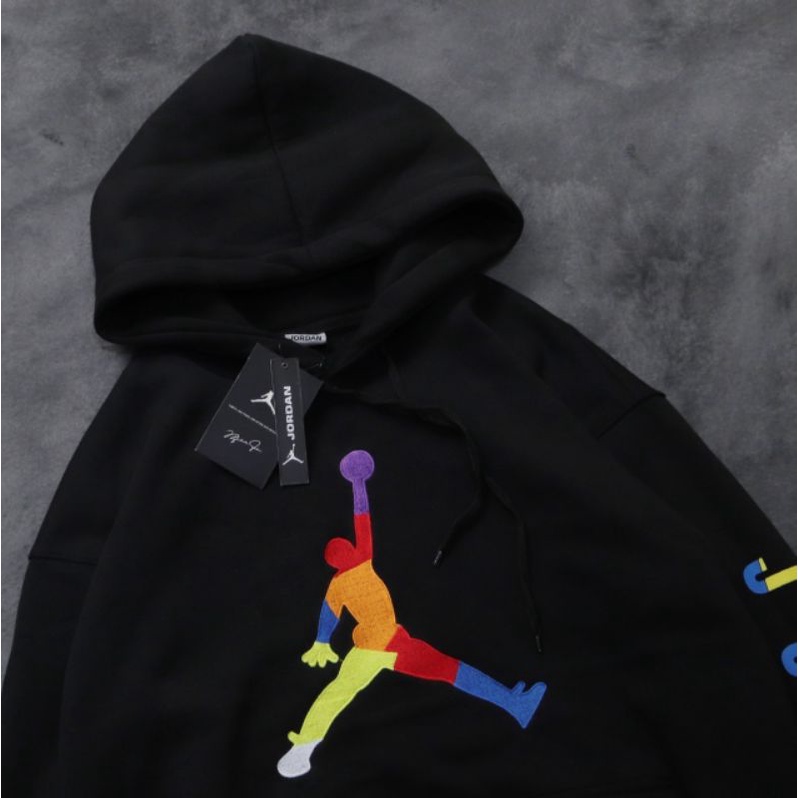 SWEATER HOODIE AIR JORDAN RAINBOW JUMP BORDIR PREMIUM FULLTAG &amp; LEBEL