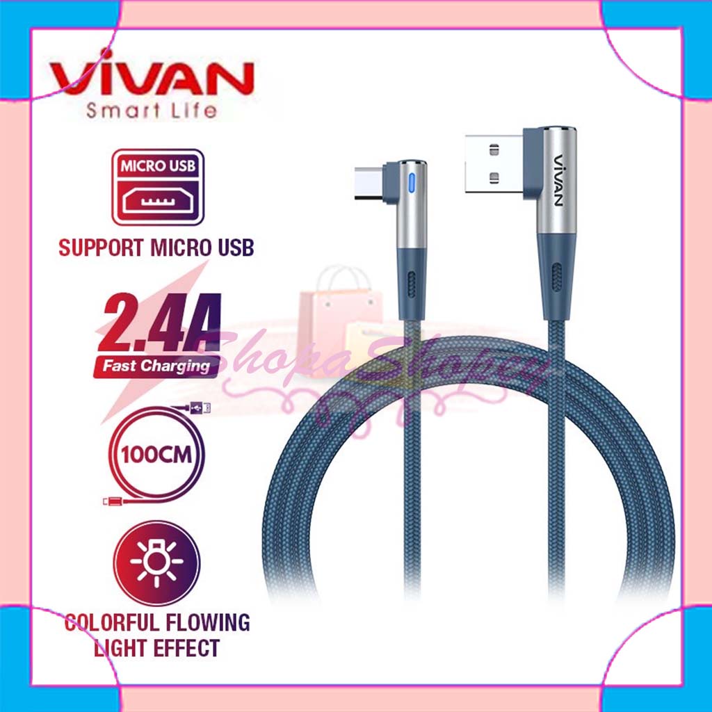 Kabel Gaming Micro USB VIVAN BWM100S Fast Charging Gaming Cable 2.4A - Garansi Resmi 1 Tahun