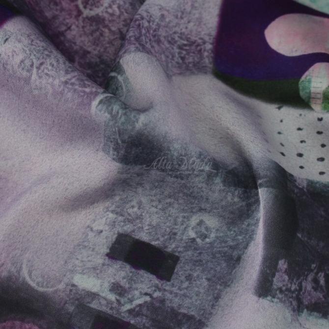 Silky Strech Motif Abstrak Stones Balancing (Purple)(Alta Moda)*