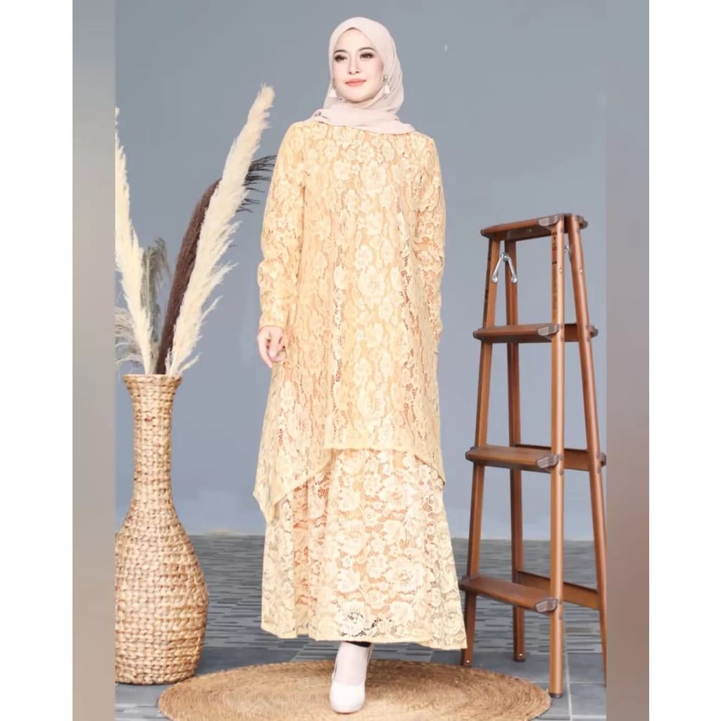 Cessaria Maxy Baju Wanita Gaun Pesta Muslimah Dress Kondangan Jumbo Gamis Brukat Kekinian Fashion Wanita Terbaru