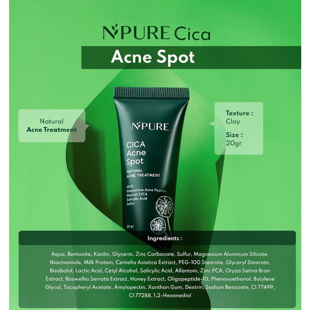 B17 N'PURE cica acne spot centella asiatica treatment jerawat perawatan wajah face serum kecantikan toner essence pelembab minyak facial mist scrub masker bpom npure murah termurah asli original