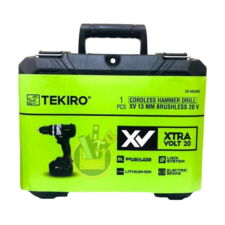 TEKIRO Mesin Bor Cordless Impact XV 13 MM 20 volt 20v / Cordless Hammer Drill 13mm 20V /Mesin Bor Pukul Tanpa Kabel 13 mm HEAVY DUTY Lithium Ion