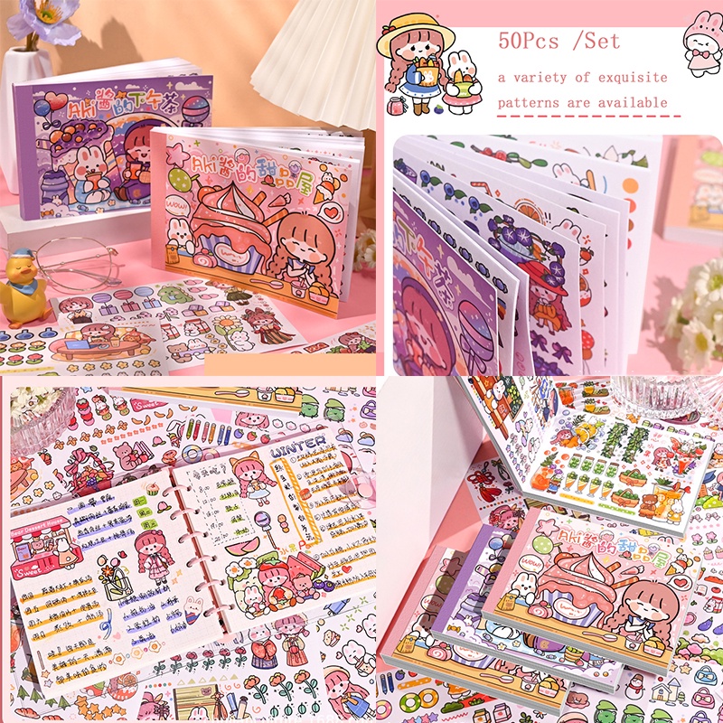 20 / 50PCS Stiker Motif Kartun Anak Perempuan Untuk Dekorasi Buku Catatan DIY