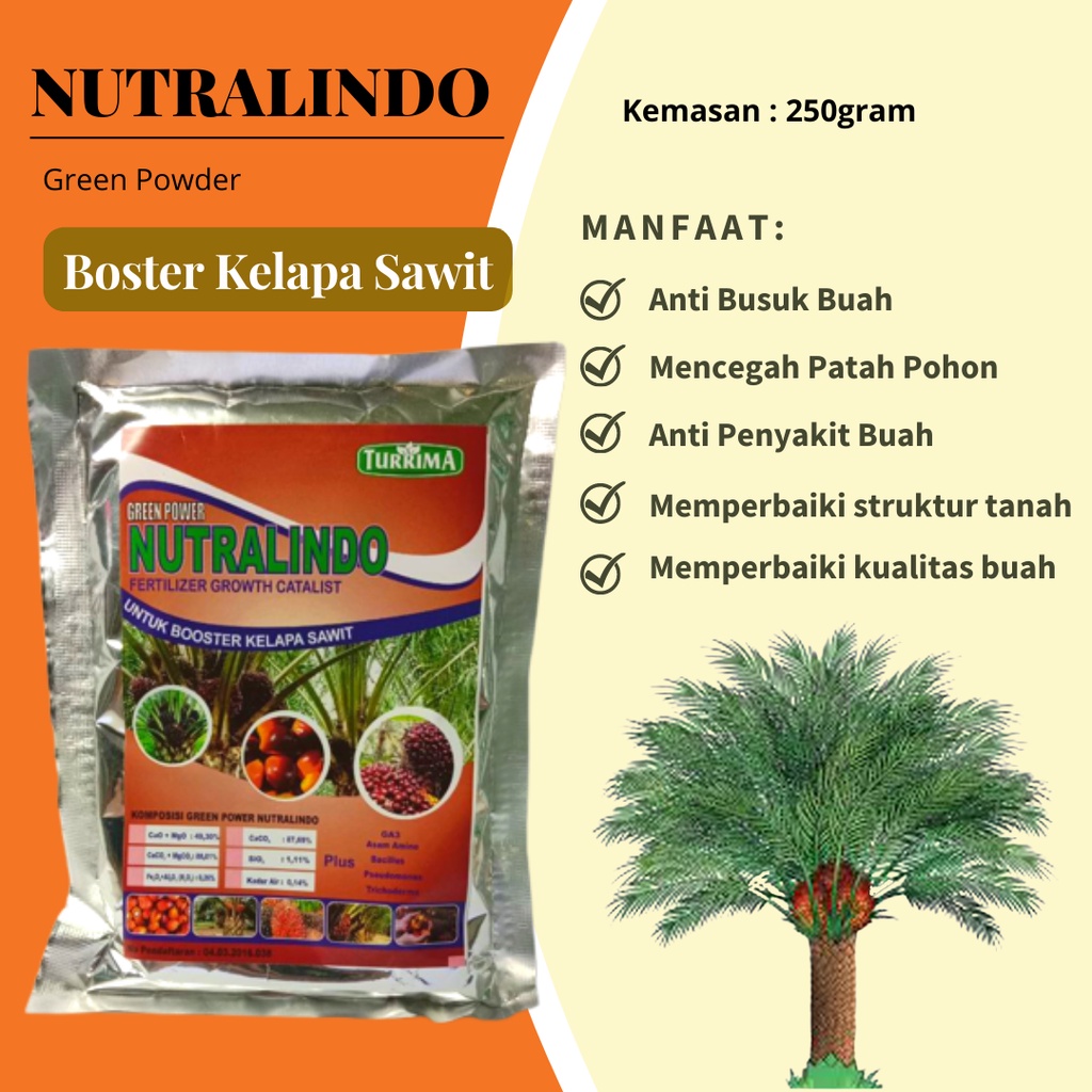 Pupuk NUTRALINDO Kelapa Sawit 250 Gram, Pupuk Kelapa Sawit Umur 1 Tahun, Pupuk Kelapa Sawit Agar Ber