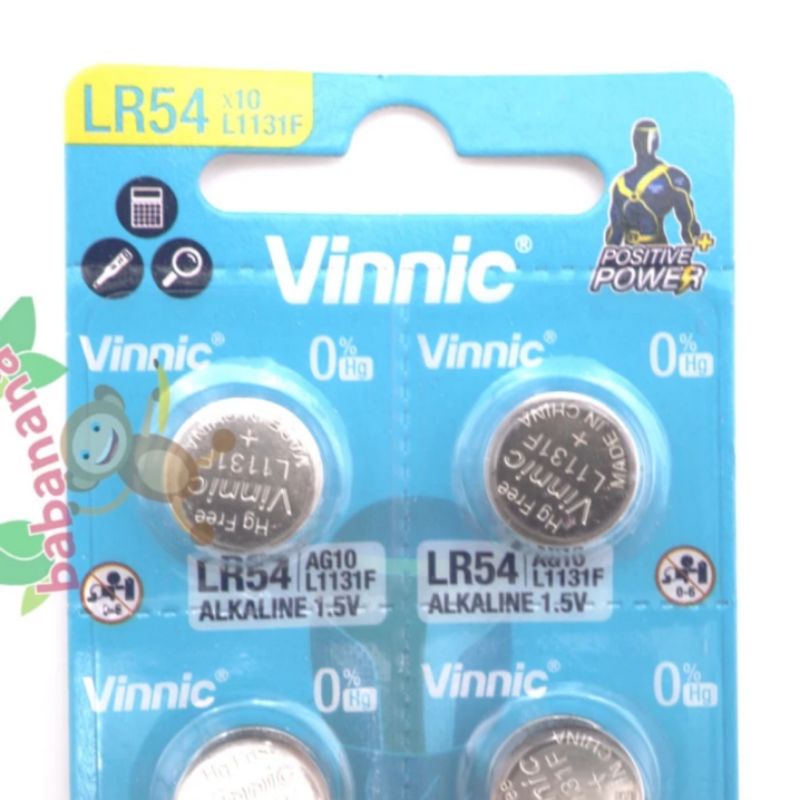 Baterai Vinnic LR54 L1131F AG10 battery kancing button remote jam