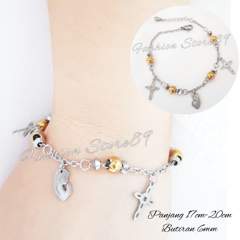 Gelang Rosario Bunda Maria Titanium Fashion Wanita Gelang Jurai  Premium Antikarat