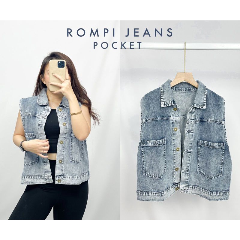 MDLV ~ Jaket Jeans Rompi Jeans Pocket Jaket Jeans Import Good Quality Women Jeans Jaket Fashion Import