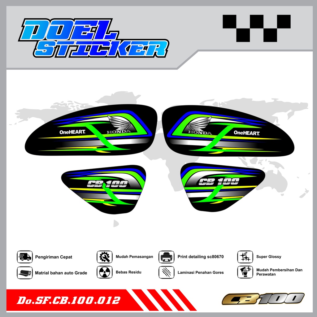 Sticker Striping Honda CB 100 List Variasi Hologram , Crome Doel  012