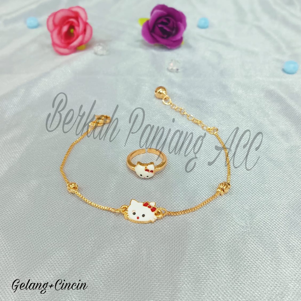 SET ANAK Gelang+Cincin perhiasan super berkelas fashion korea anti karat dan anti luntur