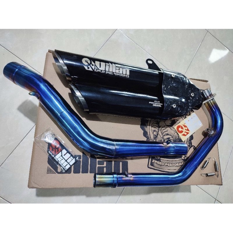 KNALPOT VILLAN DANTE BLACK FULL SYSTEM CBR150 NINJA250MONO GEX150 R15 XSR155