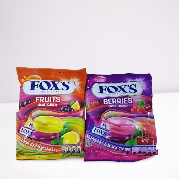 Permen fox's fruits oval candy ( 125gr ) permen rasa lemon dan blackcurrant Fox's enak dan murah