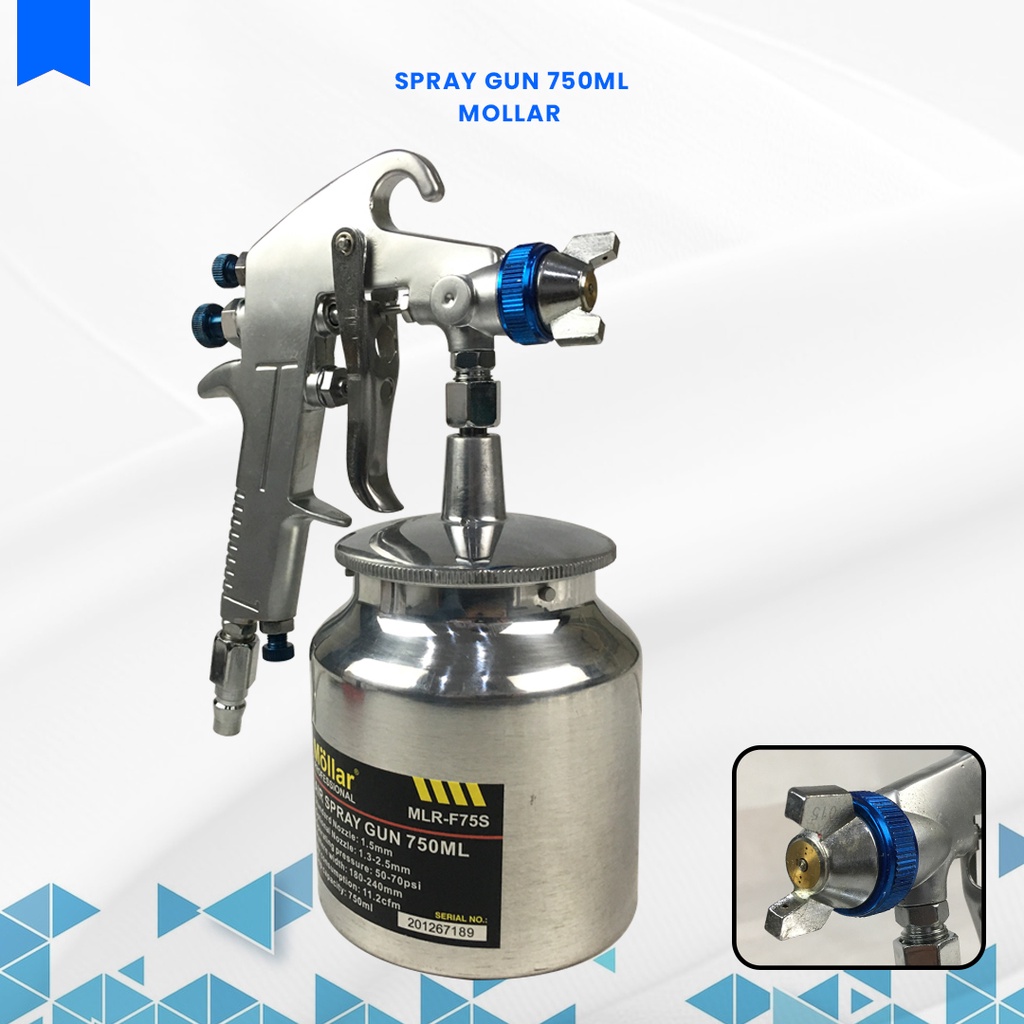 Mollar F75 Suction Spray Gun - Spray Gun Murah Tabung Bawah Besar