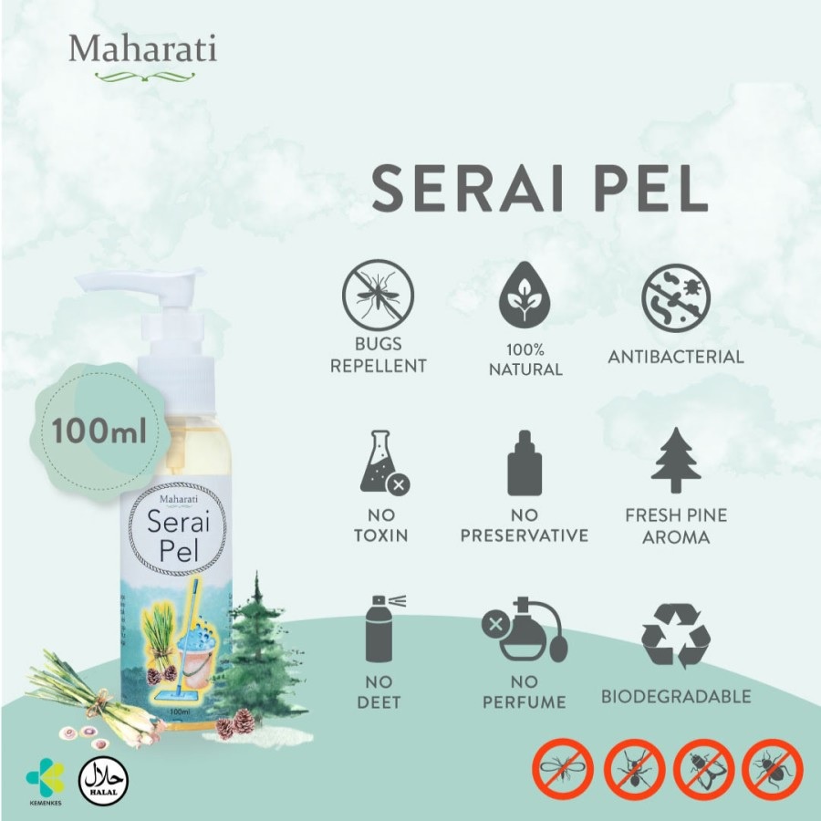 Maharati Serai Pel 100ml Larutan Pembersih Lantai Anti Serangga Nyamuk Kecoa WHS