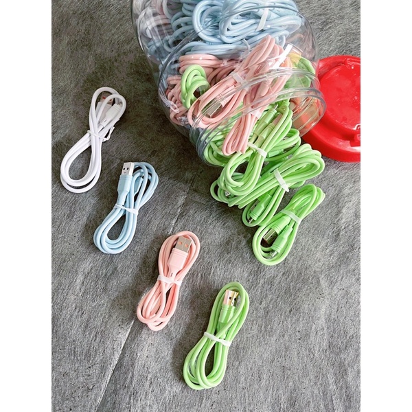 【1151】（Beli 50pcs Gratis Toples）KABEL MACARON KABEL MURAH 5 WARNA MICRO USB UNTUK GROSIR TOPLES