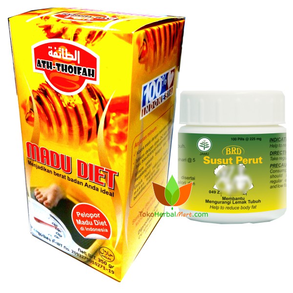 PAKET MURAH OBAT PELANGSING TUBUH PRIA WANITA : MADU DIET ATH THOIFAH & PIL SUSUT PERUT BOROBUDUR