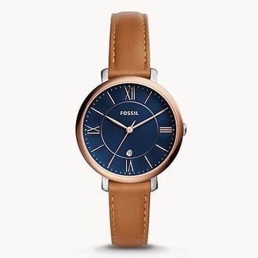 Jam Tangan Wanita Original Jacqueline Date Brown Leather Strap Original BNIB