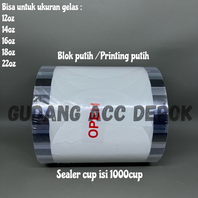 SEAL CUP PUTIH PLASTIK LID CUP TULIS NAMA 1000 CUP / SEALER PRINTING PUTIH
