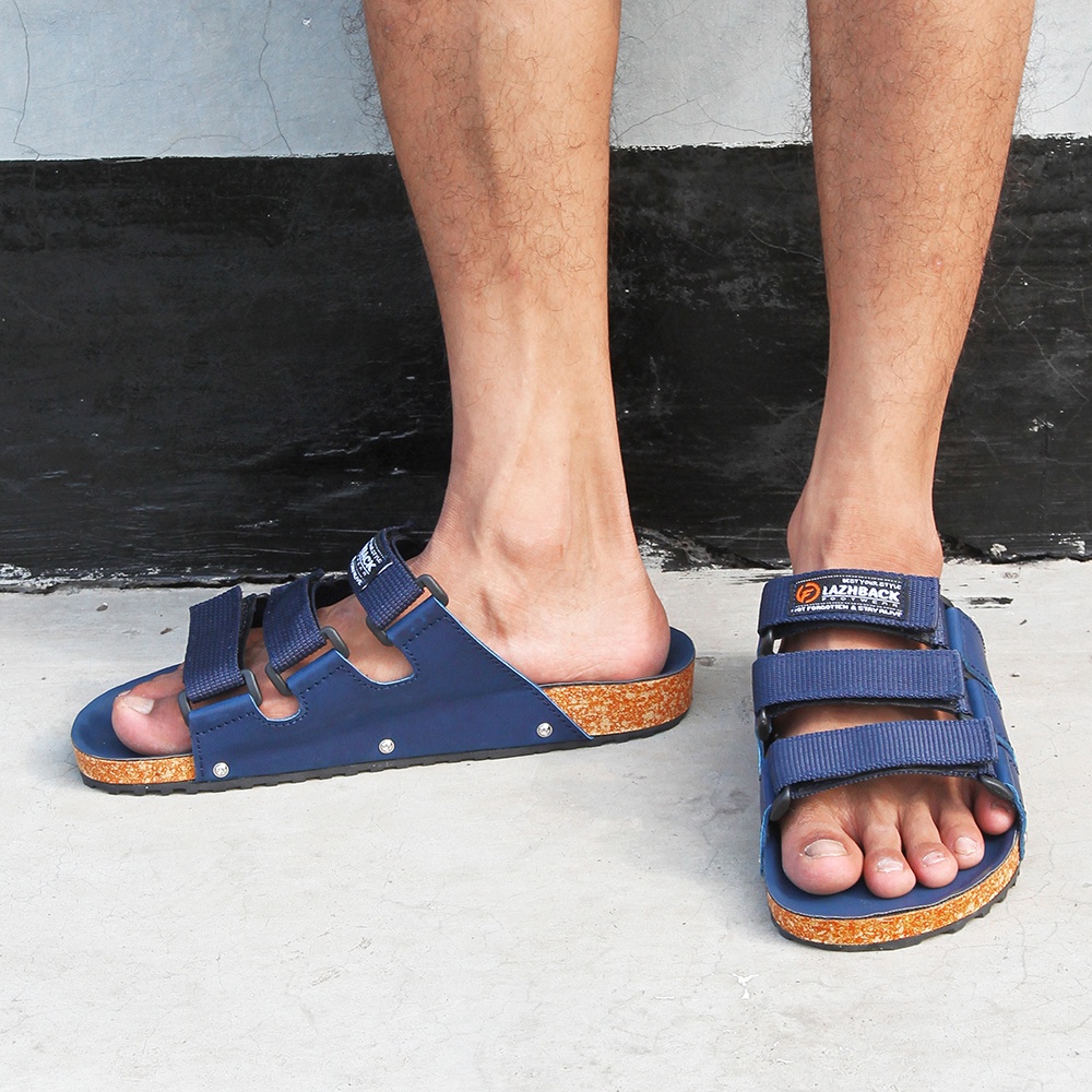 RIDE NAVY |ManNeedMe x FLAZHBACK| Sandal Pria Casual Sandal Slop Puyuh ORIGINAL