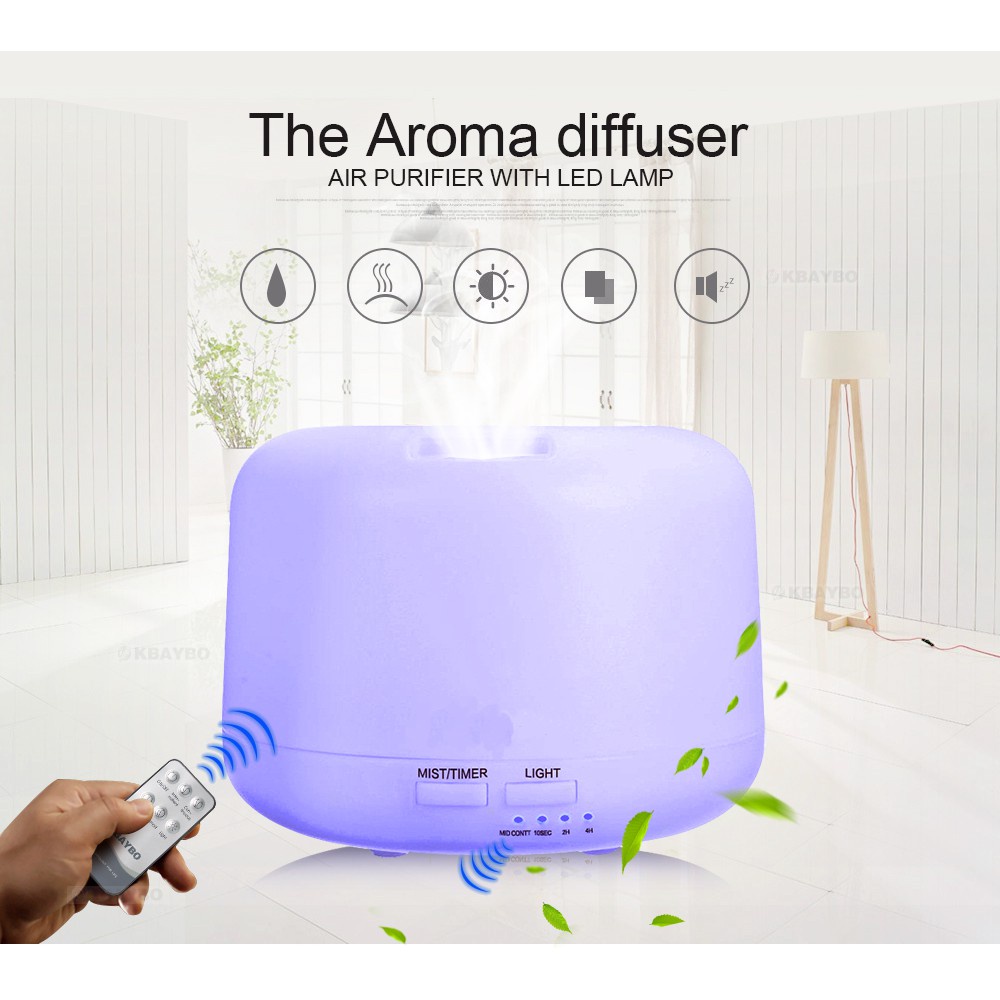 【COD+ Pengiriman Cepat】YUN  Mall Humidifier Aroma Diffuser 500ML+Remote Aromatherapy 7 LED Light Purifier Pengharum Pelembab Udara