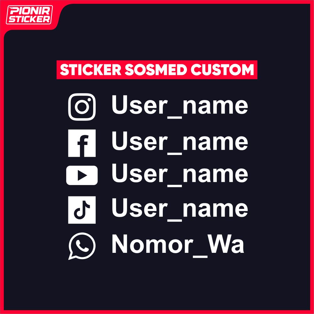 Stker Nama Akun Sosial Media Cutting Sticker Tulisan Media Sosial