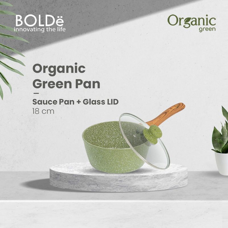 BOLDe Organic Green Sauce Pan 18cm + Lid Original Bolde