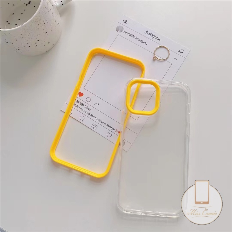 3in1 Soft Case Transparan Warna Permen Polos Untuk iPhone 11 7Plus 8Plus XR 13 12 11 14 Pro MAX 6 6S Plus 7 8 Plus X XS MAX SE 2020