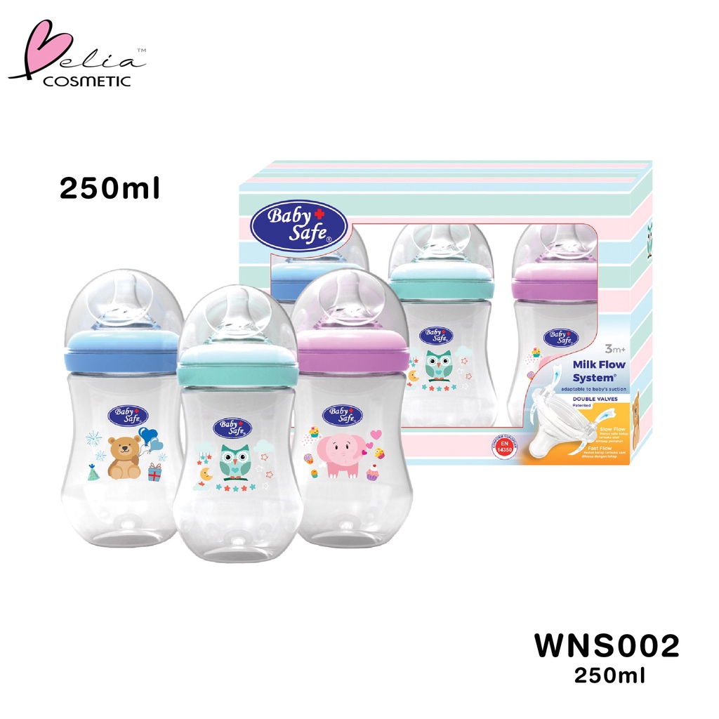 ❤ BELIA ❤ BABY SAFE Wide Neck Bottle WNS01 125ml / 4oz | WNS02 250ml / 8oz | Botol bayi | Dot bayi | Botol Susu | Dot susu bayi | BPOM