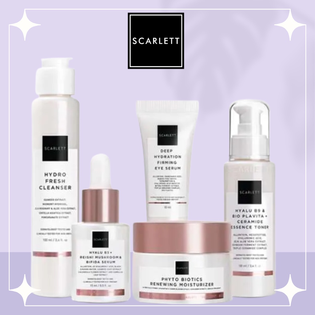 SCARLETT WHITENING Age Delay Series Anti Aging | Hydro Fresh Cleanser | Serum | Ceramide Essence Toner | Renewing Moisturizer | Eye Serum Scarlet