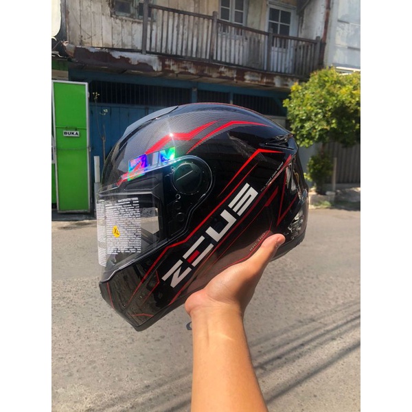 Zeus 811c Black AL12 BLK Red Helm Harian Touring Merah Hitam Adventure
