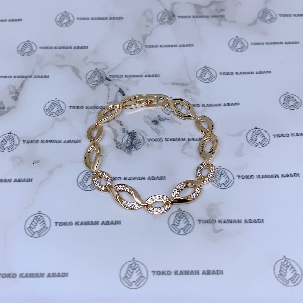 Gelang Tangan Xuping Gold Perhiasan Fashion Wanita Dewasa Permata Kubus *17