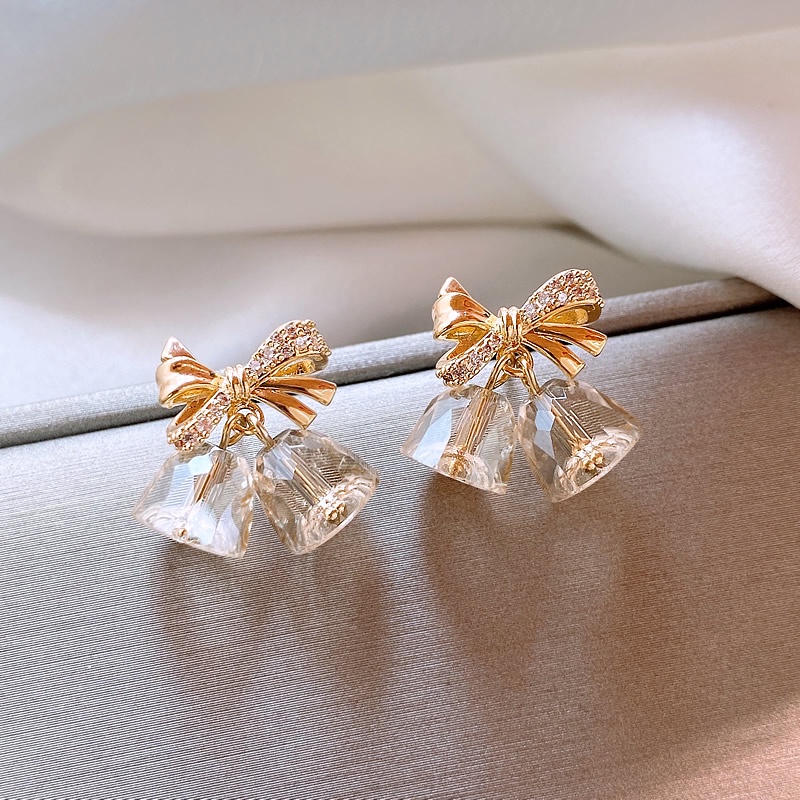 Anting 925 Silver Needle Desain Pita Aksen Berlian Imitasi Untuk Wanita