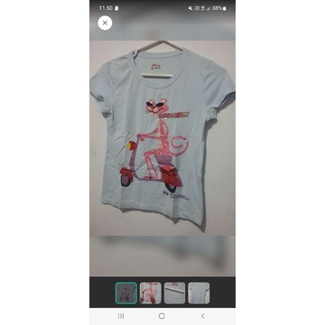 Kaos Pink Panther Miniso Soft Blue