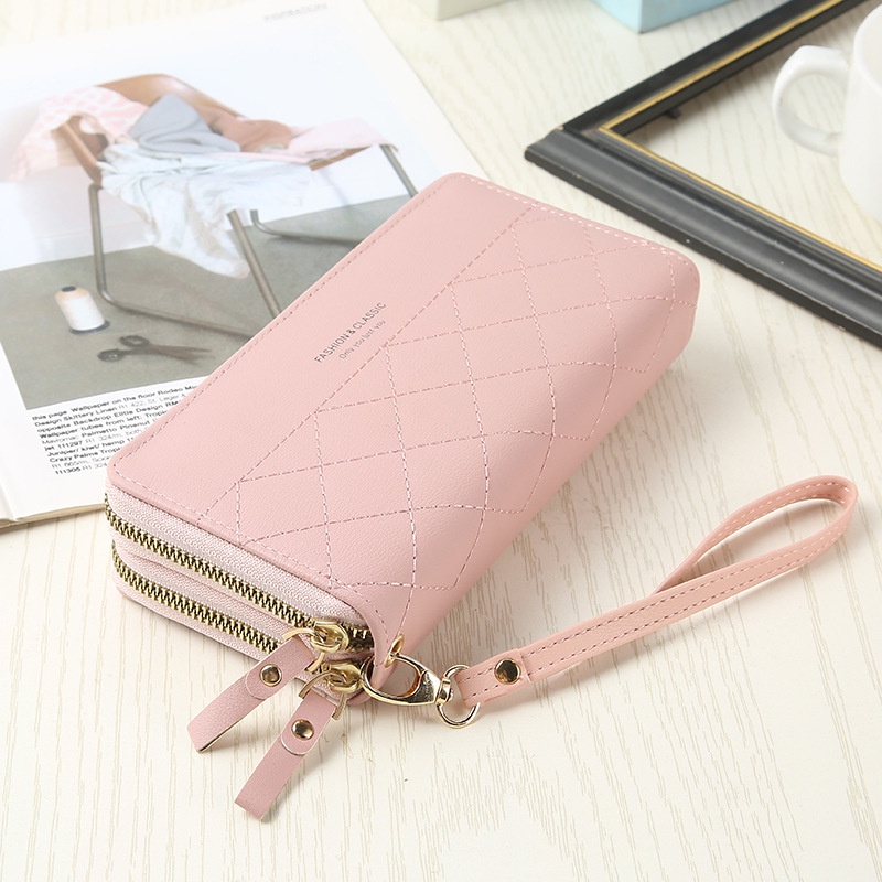 DOMPET PANJANG WANITA PINK VANIER WA583P3 FASHION KOREA IMPORT 2 RESLETING BESAR MUAT HP KARTU KULIT  UANG KOIN BRANDED REMAJA KEKINIAN PREMIUM BATAM