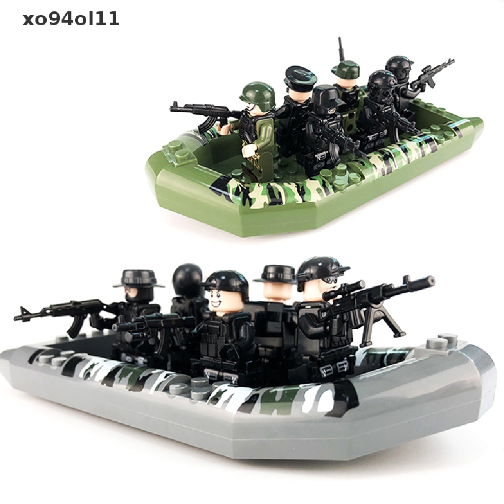 Xo Mainan Balok Bangunsusun Model Lego Bentuk Perahu Militer Motif Camo Bahan Karet Untuk Anak OL