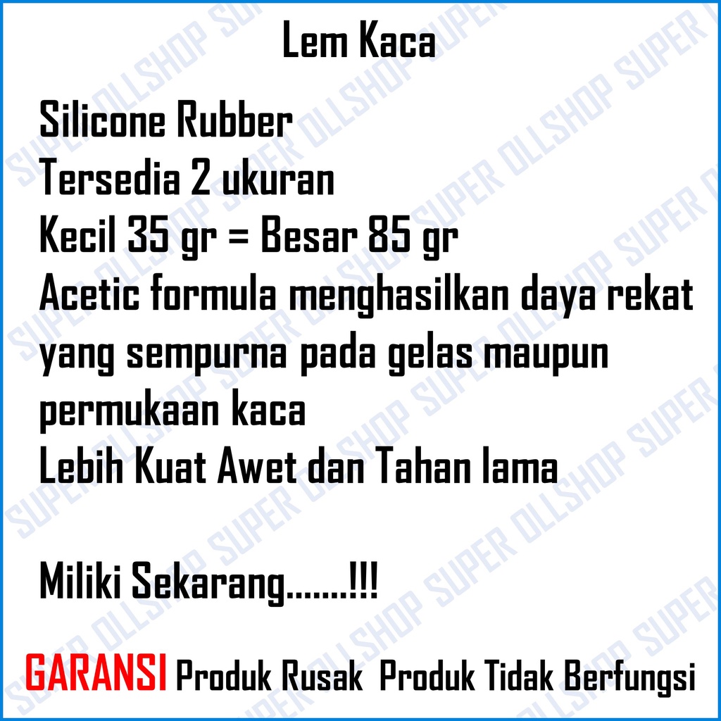 Lem Akuarium Kaca Aquarium Silicon Silikon Sealant Sealent Silen / Lem Silicone Sealent Kaca Acetic Silen Kayu Karet Porselen Keramik