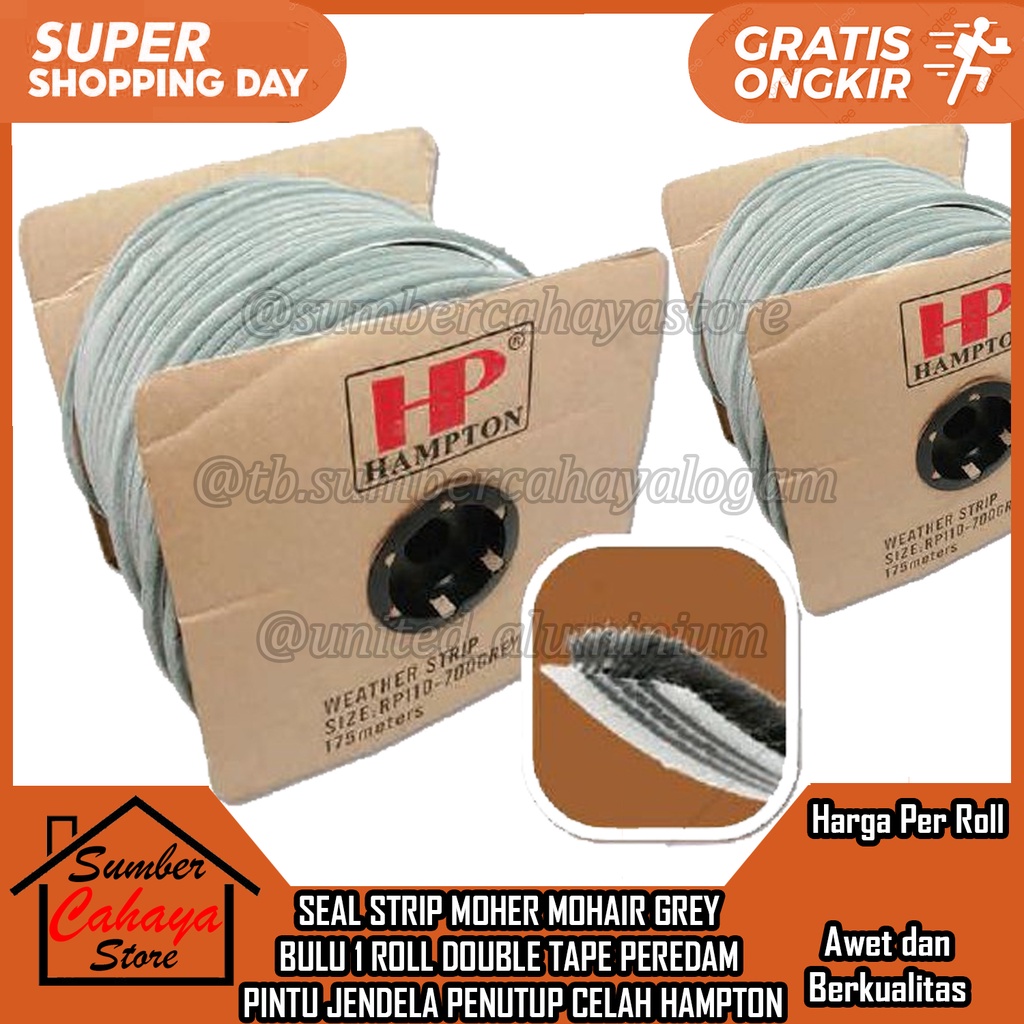 WINDOW DOOR SEAL STRIP MOHER MOHAIR BULU 1 ROLL DOUBLE TAPE PEREDAM PINTU JENDELA PENUTUP CELAH HAMP
